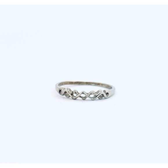 Vintage Estate Sterling Silver Twisted Design Thin Band Ring, Stackable, Sz 9.75 - Picture 2 of 10